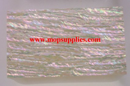 Awabi R veneer also called Awabi R sheet or Awabi R shell paper. Made from thin slices of genuine shell. Standard sheet size 140mm (5.51") width x 240mm (9.45") length x 0.15mm (0.006") thickness Suitable for signwriting, fishing lures, jewellery, architectural application, furniture and many other applications.