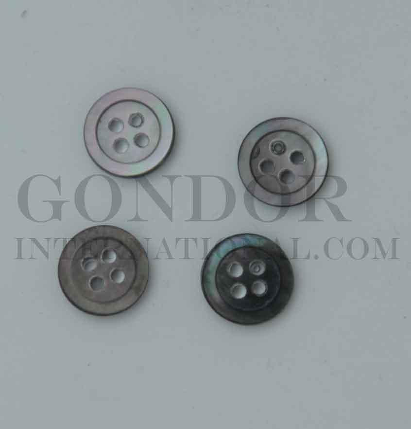 Black Mother of Pearl buttons 4 hole size 18L x 2mm thickness finished button.