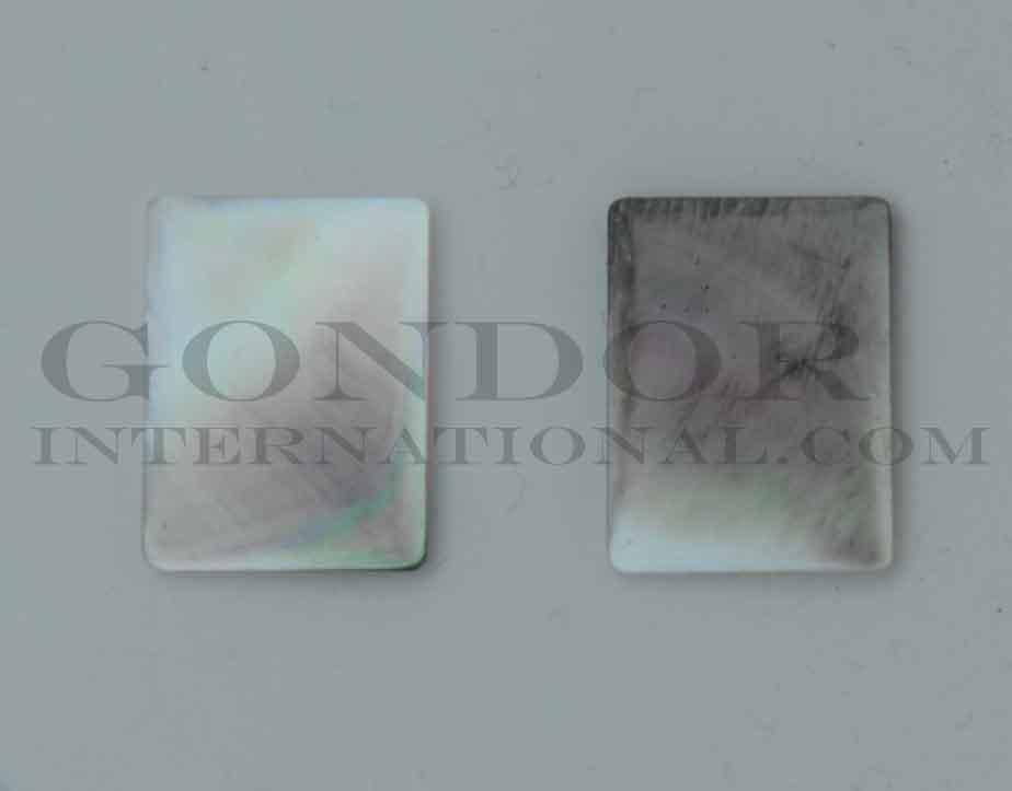 Black MOP cabochons rectangle 15mm (0.59") width x 20mm (0.79") length x 2.3mm (0.09") thickness. Polished pcs with flat back and natural shell curve. Mainly used for jewellery but also suitable for inlay or other decorative purposes.