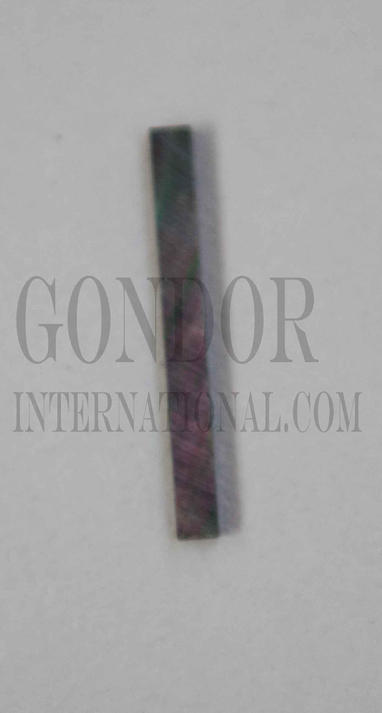 Black MOP solid shell straight strips 1.5mm (0.05") width x 25mm (1") length x 1.5mm (0.06") thickness. A grade quality good on both sides, flat and uniform in thickness and width. Ideal for use in purfling on musical instruments - Ukuleles, guitars, mandolins etc. as well as in furniture, jewellery ans other decorative applications.