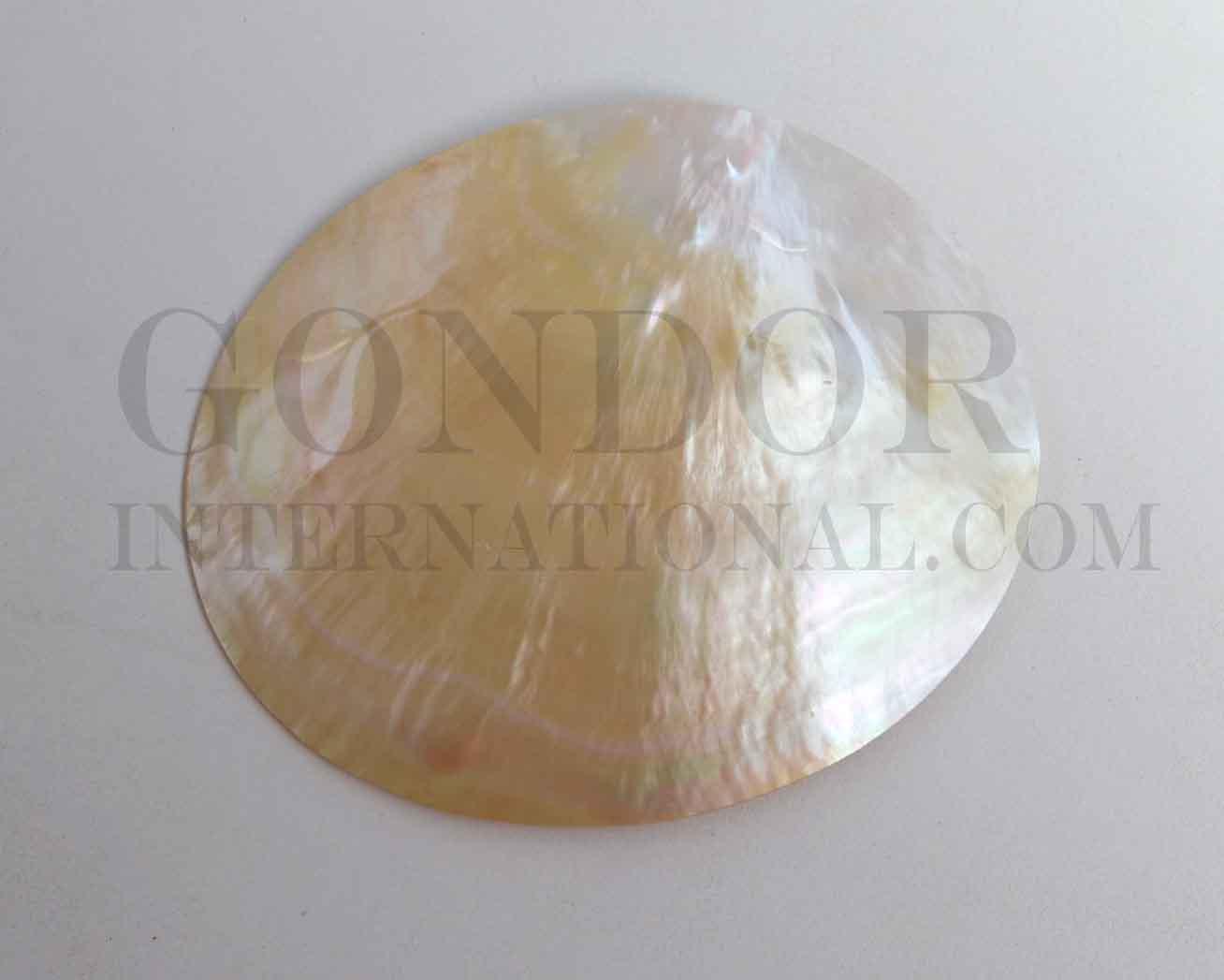 Mother of Pearl polished ovals 120mm (4.72") width x 140mm (5.51") length. Polished pcs with natural shell curve. Mainly used for jewellery or other decorative purposes.