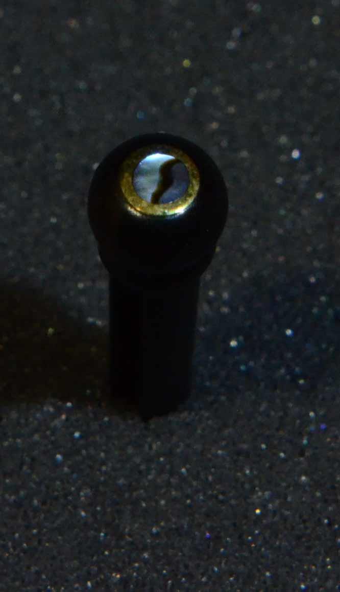 1 set (6pcs) Guitar bridge pins size 2A Ebony with brass ring and Paua dot Tapered shaft string slot running the full length of shaft. Diameter at top of shaft 5.6mm (0.22") length of shaft 25.5mm (1") . Will fit the following models - Martin guitars since 1994,as well as D-28 older Gibson guitars,and others.