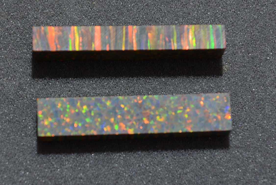 <p>Opal blanks OP34 10 x 50 x 6.5mm (0.394 x 1.969 x 0.256 flat cut pcs made from manufactured opal blocks suitable for guitar nut blanks, inlay jewellery, bow slides. Opal blanks can be cut same way as mother of pearl blanks and are of similar hardness.</p>