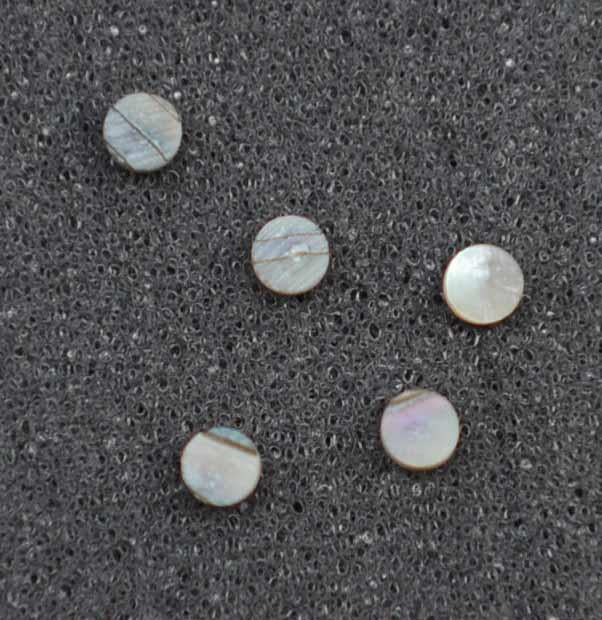 <p>Pink abalone Dots 2mm (0.0787") diameter 1.3mm (0.05") thickness - round flat shell pcs cut to precise diameter and thickness. Ideal for use in inlay applications or jewellery decorations. All dots are A grade.</p>