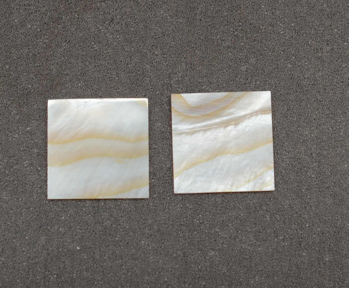 Brown mussel flat inlay blanks size 25mm (0.984") x 25mm (0.984") x 0.5mm (0.0197") thickness A grade polished 1 side.