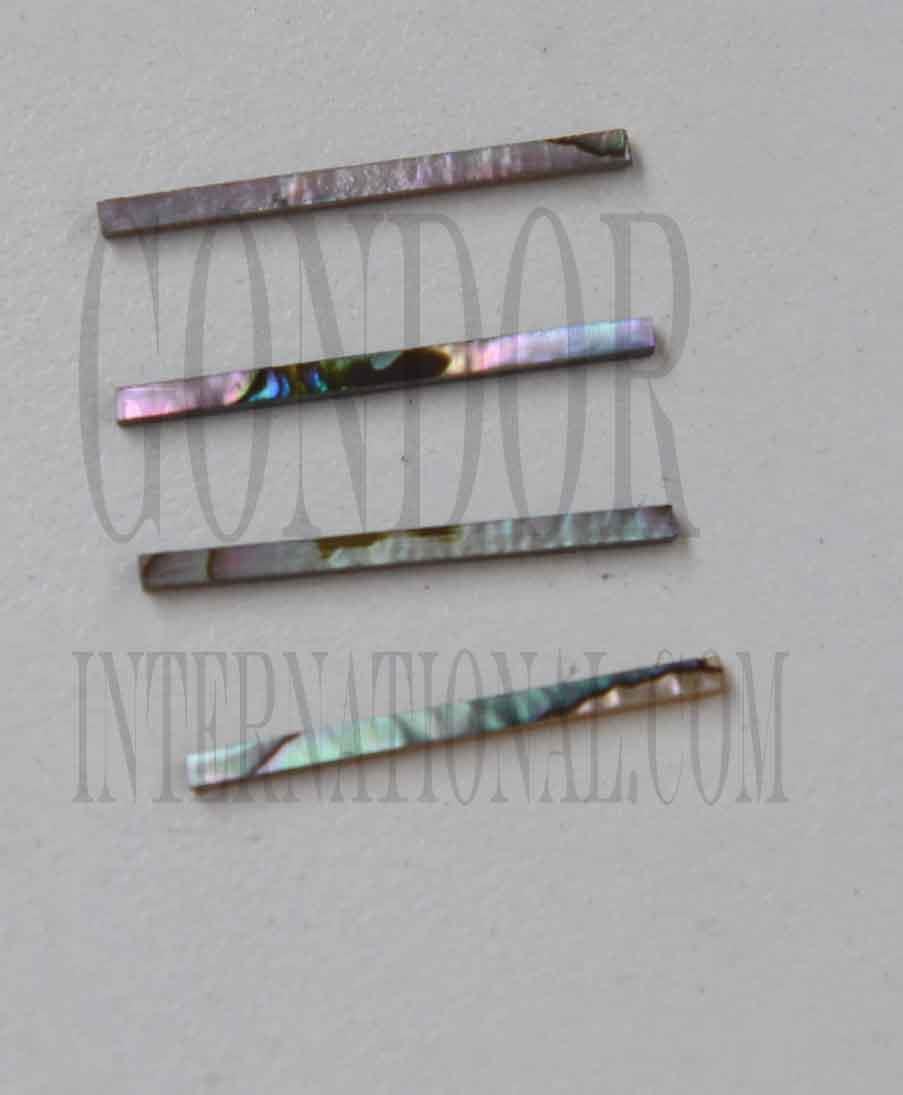 <p>Pink abalone solid shell straight strips 2.5mm (0.098") width x 25mm (0.99") length x 1.3mm (0.05") thickness A grade quality good on both sides, flat and uniform in thickness and width. Ideal for use in purfling and rosettes on musical instruments - Ukuleles, guitars, mandolins etc. as well as in furniture, jewellery and other decorative applications.</p>