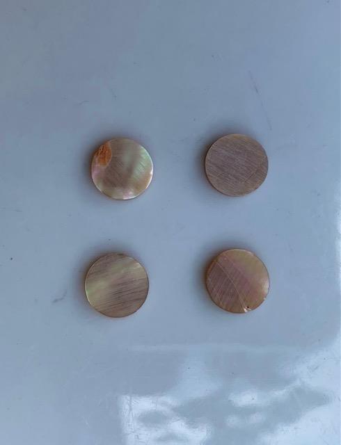 Awabi shell dots 11mm diameter 1.3mm thickness are round flat shell pcs cut to precise diameter and thickness. Ideal for use in inlay applications - for fretboard markers and general inlay or jewellery decorations. All dots are A grade.