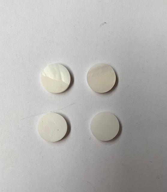 <p>Fresh Water Pearl shell discs 10mm diameter 4.1mm thickness are round flat shell pcs cut to precise diameter and thickness. Ideal for use in watch dials, marquetry, inlay applications, fretboard markers and general inlay or jewellery decorations. All pcs are A grade.<br /></p>
