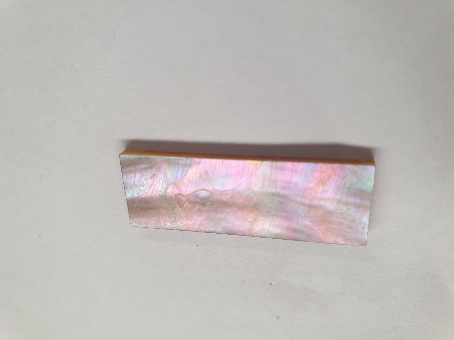 Awabi flat inlay blanks 12 x 35 x 1.5mm A grade. Good on both sides. Uses include Awabi (Goldfish) bow slides for bass and viola.