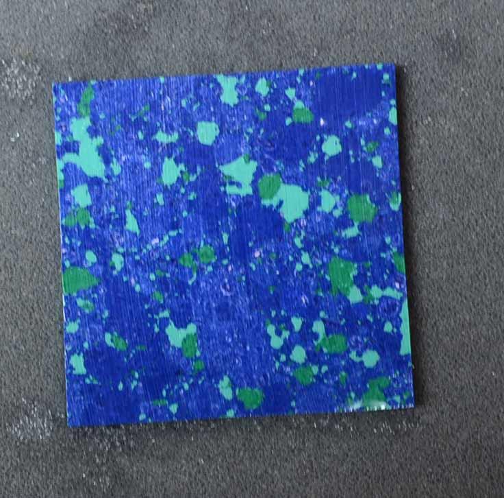 Blue Dragon Skin CH2K1 artificial stone blanks 50 x 50 x 2mm polished 1 side suitable for inlay. Can be cut with standard cutting tools - jewellery saw similar in characteristics to mother of pearl (hardness approx. 3. Can be sanded and polished same way as shell material. All pcs are A grade good on both sides.