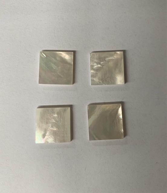 White Mother of Pearl flat inlay blanks size 8mm width x 8mm length x 1.5mm thickness A grade clean on both sides.
