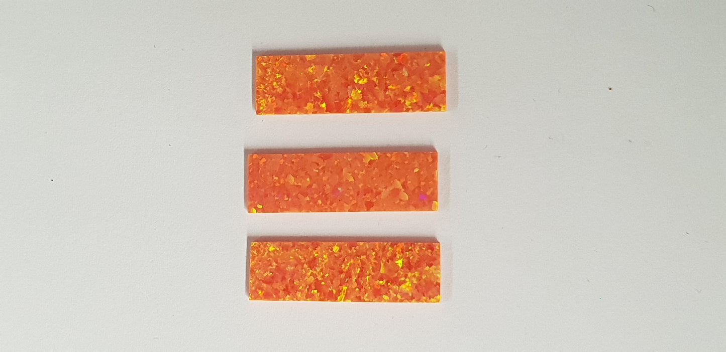 Opal blanks OP30 9 x 29 x 1mm flat cut pcs made from manufactured opal blocks suitable for inlay jewellery, bow slides. Opal blanks can be cut same way as mother of pearl blanks and are of similar hardness.
