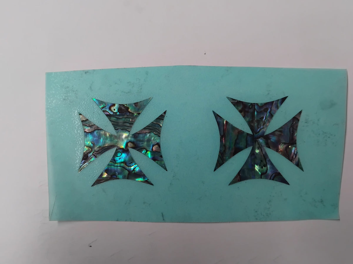 1pc Paua Maltese Cross decal 39 x 0.2mm
