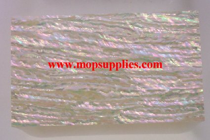 Awabi R veneer also called Awabi R sheet or Awabi R shell paper. Made from thin slices of genuine shell. Standard sheet size 140mm (5.51") width x 240mm (9.45") length x 0.15mm (0.006") thickness  Suitable for signwriting, fishing lures, jewellery, architectural application, furniture and many other applications.