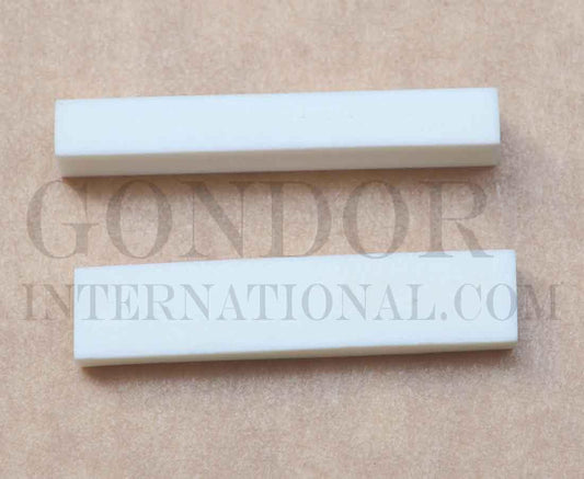 Bone nut blanks size 10mm (0.394") width x 55mm (2.16") length x 6.35mm (1/4") thickness used in musical instruments i.e. guitars, mandolins, ukuleles etc.