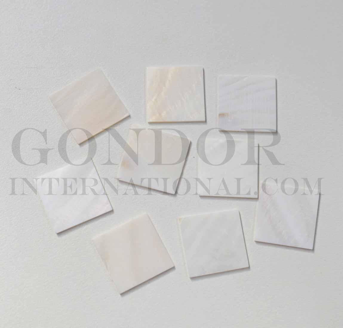 Fresh Water Pearl flat inlay blanks mix size 1.3mm (0.05") thickness irregular shape A grade. Sold by oz - approx. 8 - 12pcs per oz size 15-25mm x 20-25mm