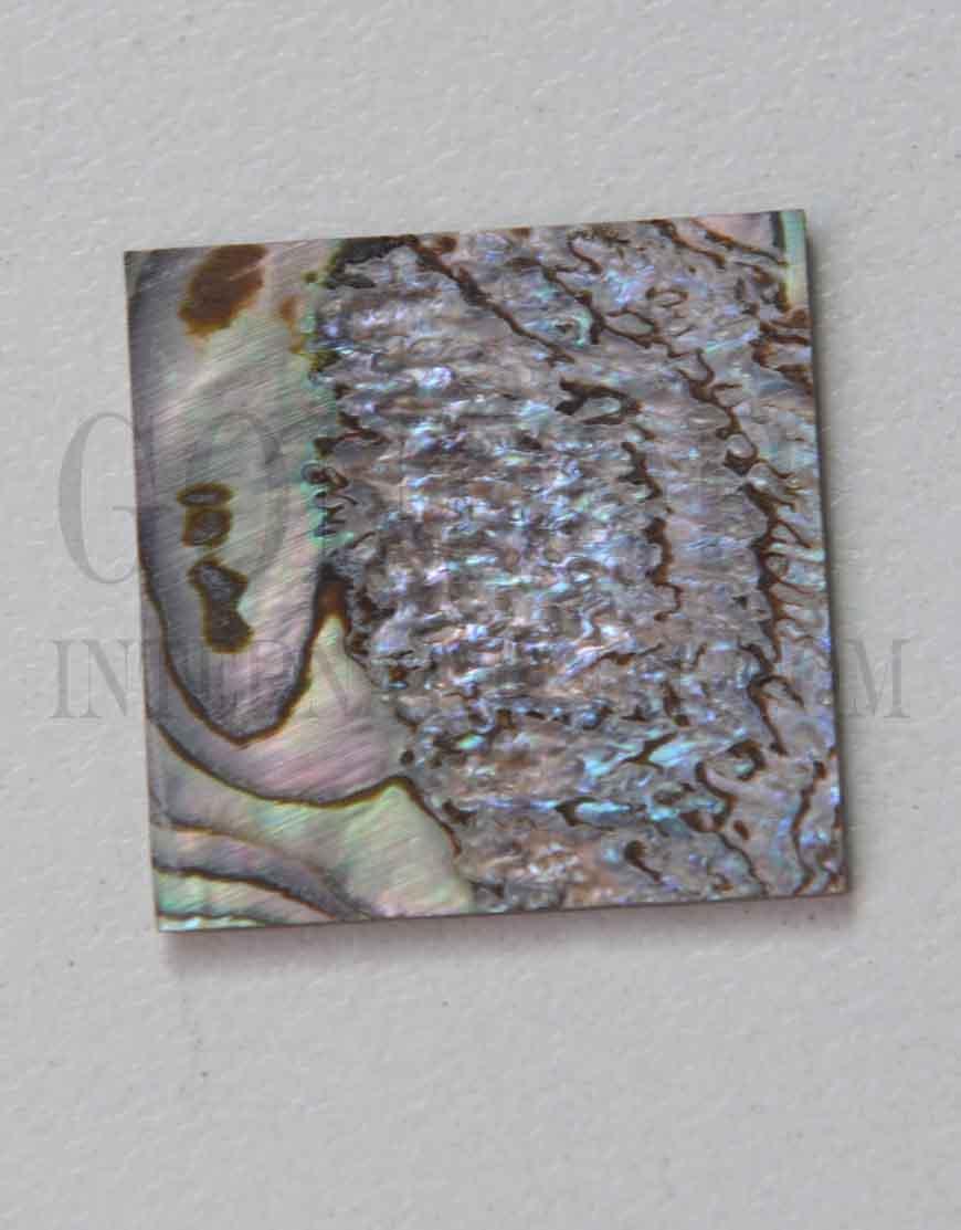 <p>Paua abalone (New Zealand Paua shell) flat inlay blanks heart material size 25mm (1") width x 25mm (1") length x 1.3mm (0.05") thickness A grade good on at least 1 side may have some worm damage or shell skin on edges of reverse side.</p>