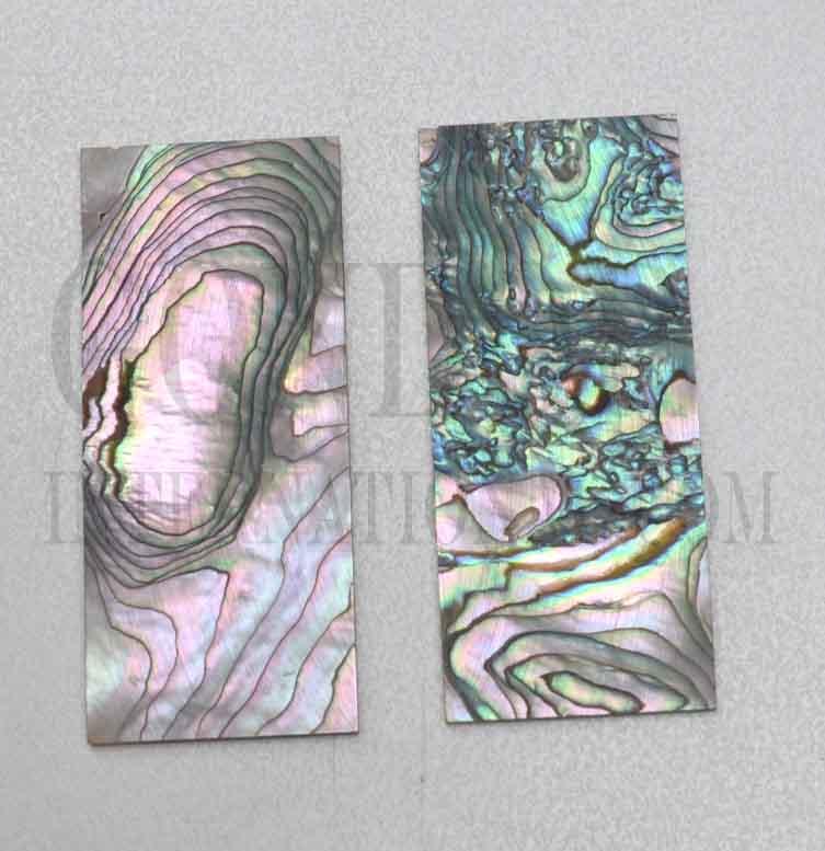 Red abalone flat inlay blanks size 30mm (1.18") width x 70mm (2.76") length x 2.5mm (0.1") thickness. Suitable for knife handles as well as inlay and jewellery applications. A grade good on both sides.