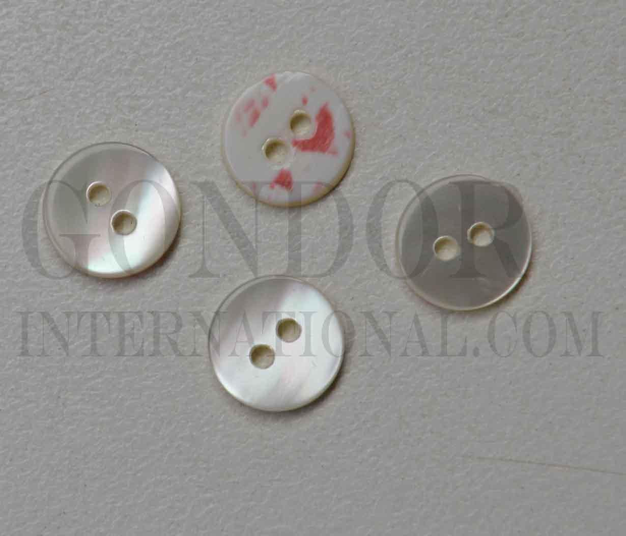 Trochus shell buttons 2 hole 16L x 1.8mm thickness finished buttons.