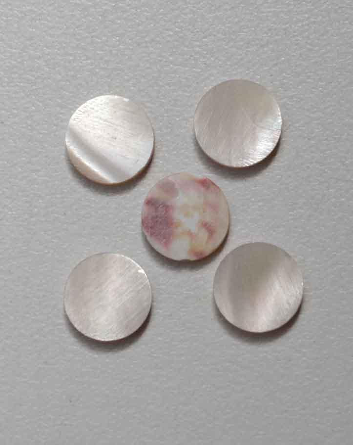 Trochus shell button blanks 18L x 2.2mm thickness flat.