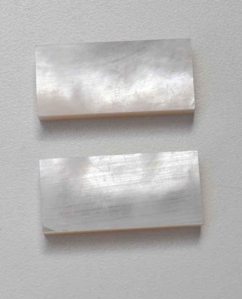 White Mother of Pearl flat inlay blanks size 21mm (0.827") width x 45mm (1.77") length x 7mm (0.276") thickness A grade.