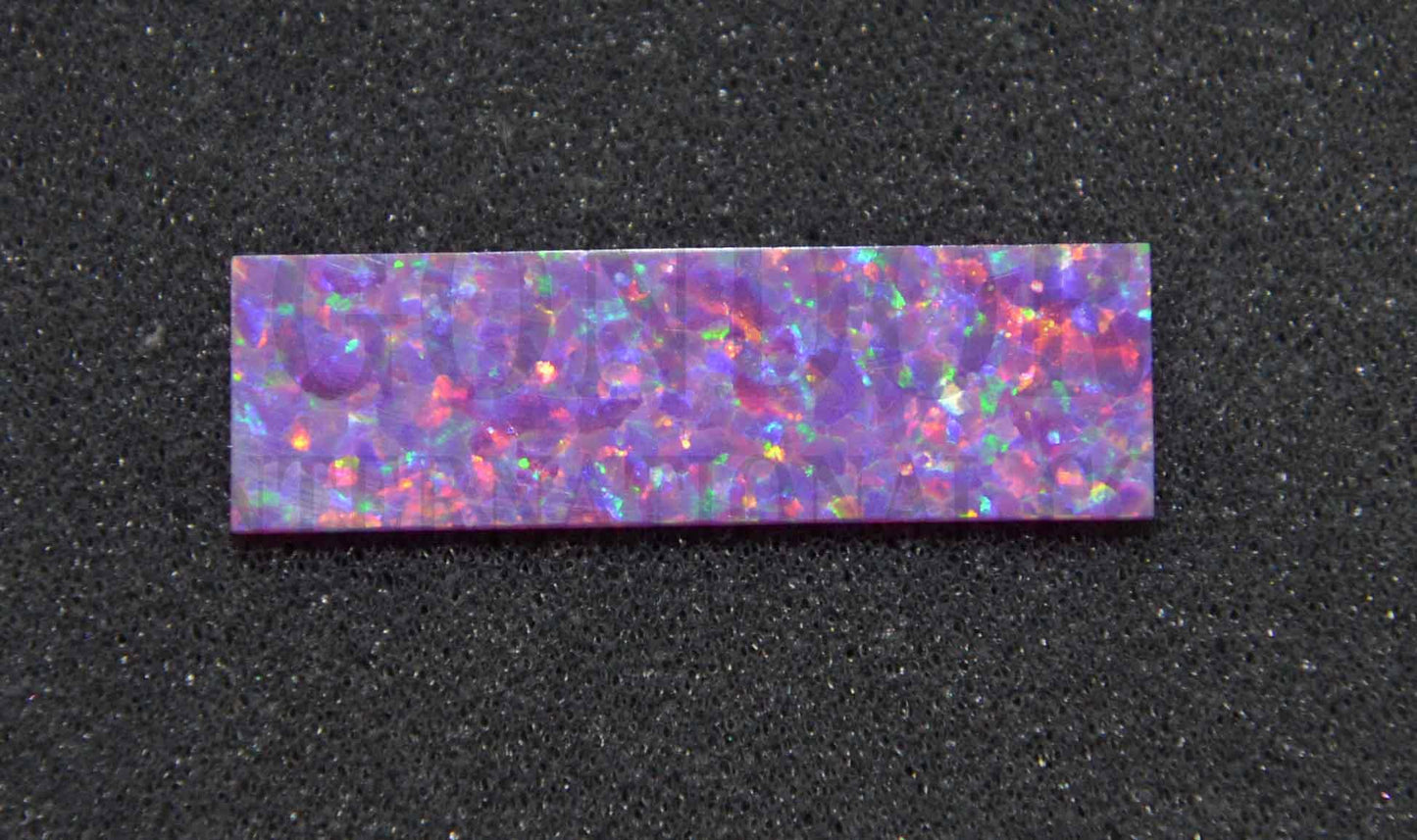 <p>Opal blanks OP22 9.5 x 32 x 1mm (0.374 x 1.26 x 0.04 flat cut pcs polished 1 side made from manufactured opal blocks suitable for inlay jewellery, bow slides. Opal blanks can be cut same way as mother of pearl blanks and are of similar hardness.</p>