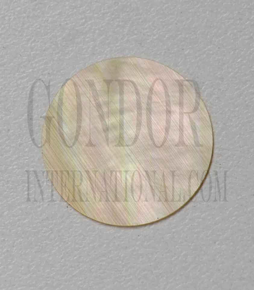 Gold MOP discs 42.16mm (1.66") diameter 2mm (0.079") thickness round flat shell pcs cut to precise diameter and thickness. Ideal for use in watch dials, general inlay or jewellery decorations. All pcs are A grade.