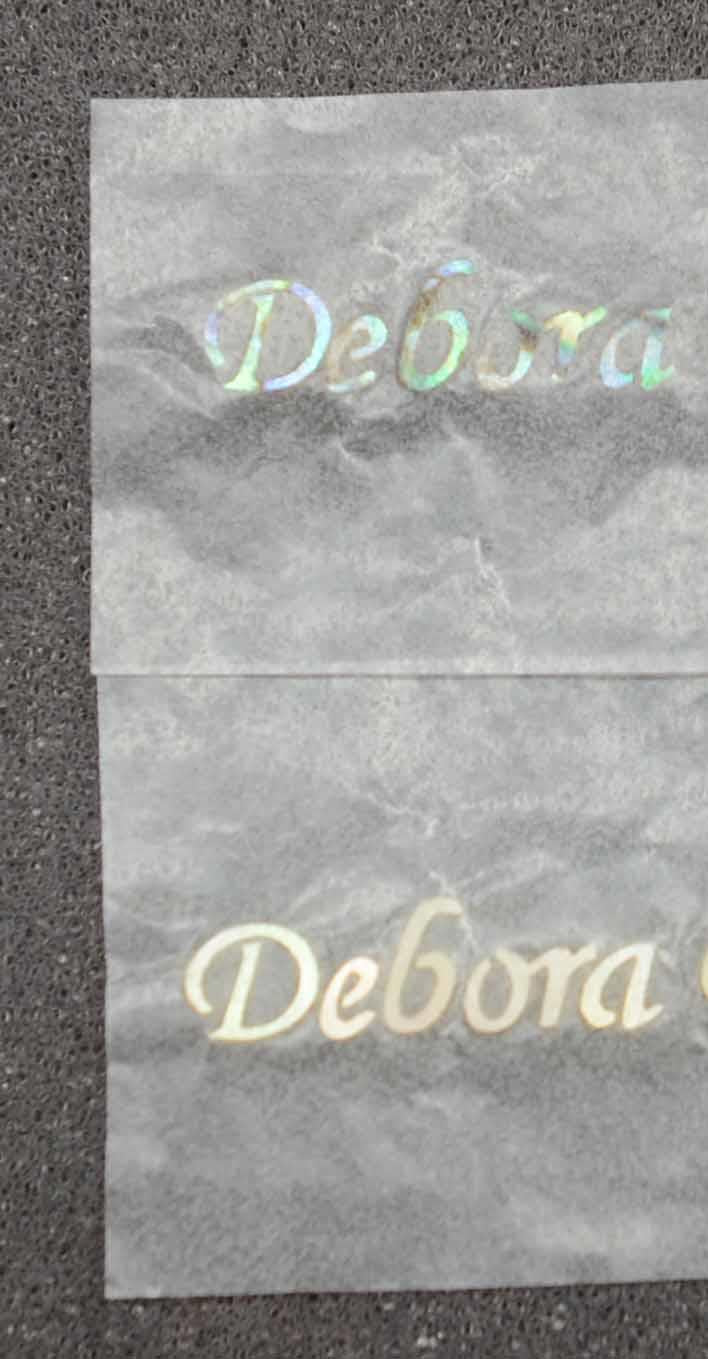 <p>Precut logo Debora size 5mm height capital letter x 20mm width x 1.5mm thickness available in G. MOP, Paua shell and W. MOP shell. You can choose the option while ordering.</p>