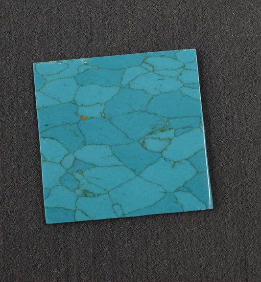 <p>Turquoise Aqua CH1H5 reconstituted stone blanks 50 x 50 x 1.5mm polished 1 side. Suitable for inlay and other decorations. Can be cut with standard cutting tools - jewellery saw similar in characteristics to mother of pearl (hardness approx. 3. Can be sanded and polished same way as shell material. All pcs are A grade good on both sides.</p>