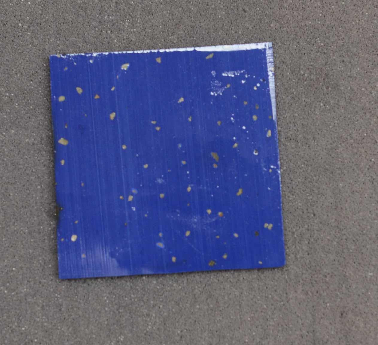 <p>Blue Goldflake stone J08 reconstituted stone blanks 50 x 50 x 1.5mm suitable for inlay. Can be cut with standard cutting tools - jewellery saw similar in characteristics to mother of pearl (hardness approx. 3.) Can be sanded and polished same way as shell material. All pcs are A grade good on both sides.</p>