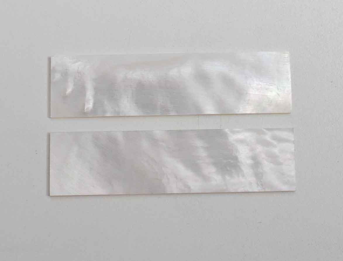 <p>White Mother of Pearl flat inlay blanks size 20.3mm (0.8") width x 70mm (2.8") length x 5mm (0.2") thickness A grade clean on both sides.</p>