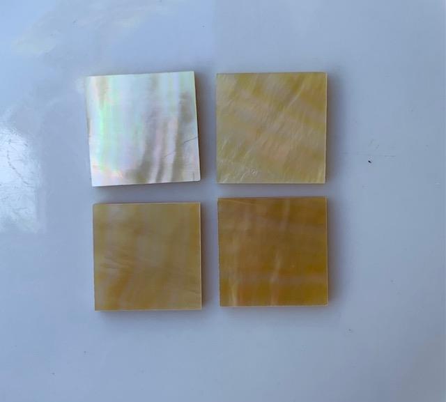 Gold MOP flat inlay blanks size 30mm (0.79") width x 20mm (0.79") length x 2mm (0.08") thickness A grade polished 1 side.