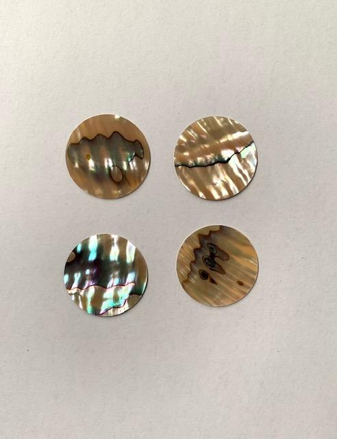 <p>Green abalone discs&nbsp; 29mm (1.14) diameter x 0.5mm (0.2") thickness with polished 1 side round flat shell pcs cut to precise diameter and thickness. Ideal for use in inlay applications watch dials and general inlay, marquetry or jewellery decorations. All pcs are A grade.</p>