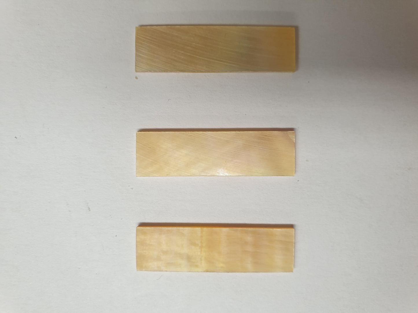 Gold MOP flat inlay blanks size 8.5mm (0.3") width x 30mm (1.18") length x 1mm (0.04") thickness A grade.