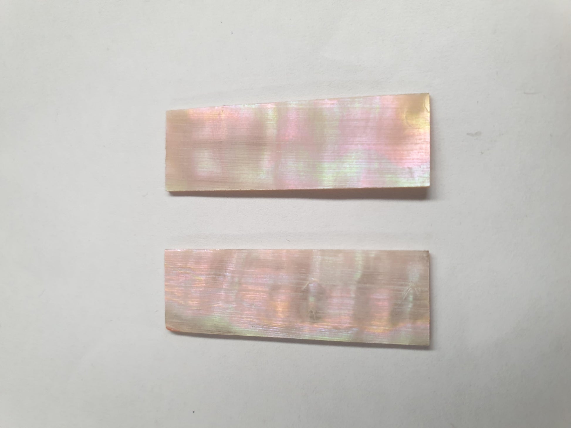 Awabi inlay blanks 11.5 x 36 x 1mm A grade - good on both sides, also used as Awabi (Goldfish) bow slides for violin and cello.