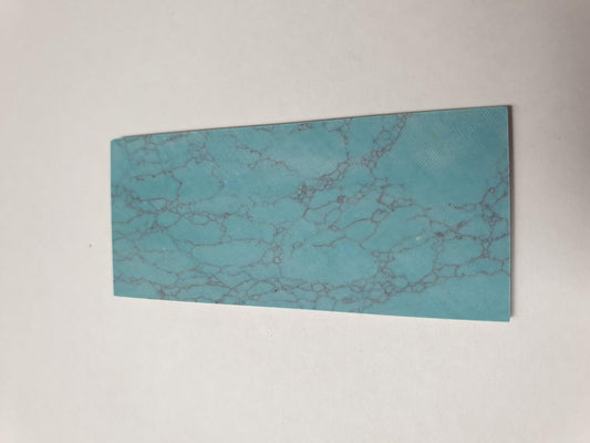 <p>Arizona Turquoise J081 artificial stone blanks 30 x 70 x 1.5mm&nbsp;suitable for inlay. Can be cut with standard cutting tools - jewellery saw similar in characteristics to mother of pearl (hardness approx. 3. Can be sanded and polished same way as shell material. All pcs are A grade good on both sides.</p>