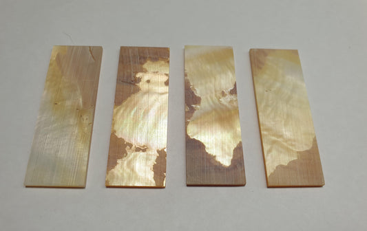 Gold MOP flat blanks size 22mm (0.87") width x 63.5mm (2.50") length x 2mm (0.08") thickness B grade.