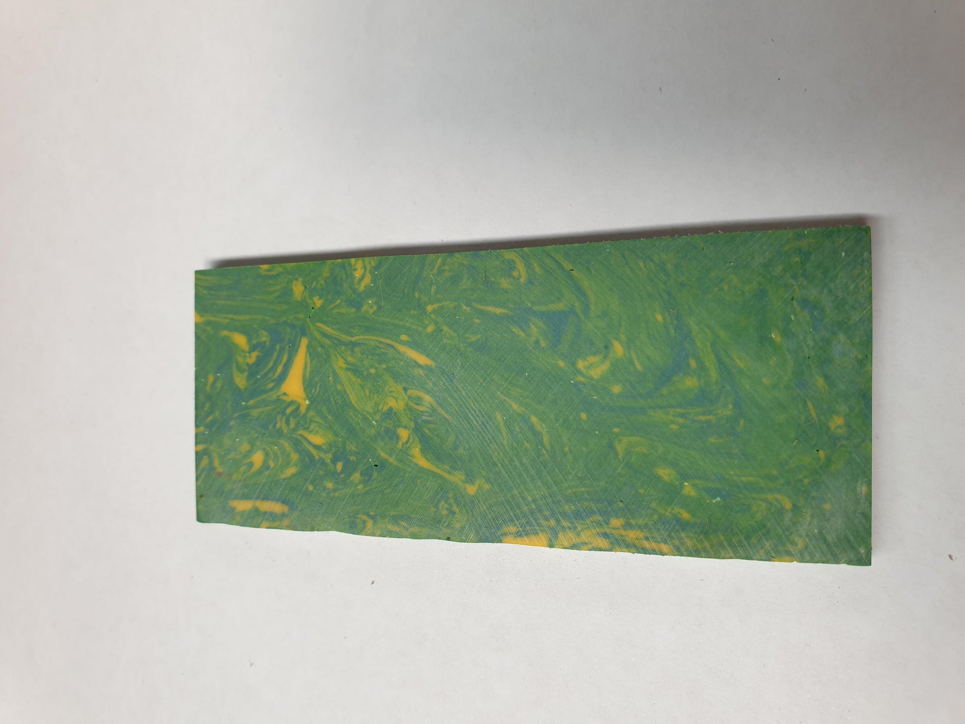 <p>Green Lime reconstituted stone blanks 37 x 90 x 4.76mm suitable for inlay. Can be cut with standard cutting tools - jewellery saw similar in characteristics to mother of pearl (hardness approx. 3. Can be sanded and polished same way as shell material. All pcs are A grade good on both sides.</p>