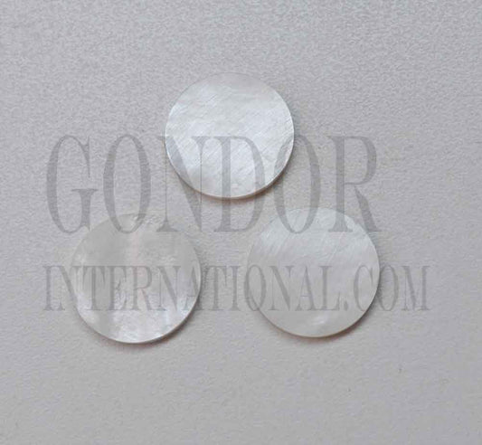 <p>White Mother of Pearl discs 36mm (1.42") diameter x 0.4mm (0.0157") thickness - round flat shell pcs polished 2 sides clear face cut to precise diameter and thickness. Ideal for watch dials, buttons and jewellery decorations. All discs are A grade good on both sides.</p>