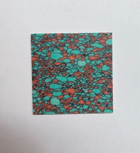 <p>Bisbee Turquoise D31 artificial stone blanks 50 x 50 x 1.5mm suitable for inlay. Can be cut with standard cutting tools - jewellery saw similar in characteristics to mother of pearl (hardness approx. 3. Can be sanded and polished same way as shell material. All pcs are A grade good on both sides.</p>