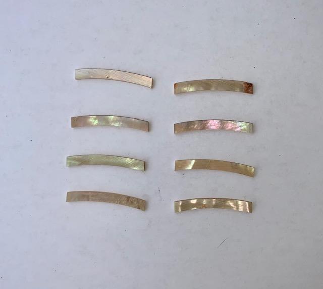 Awabi solid shell curved strips 3.17mm (0.125") width x 25mm (1") length x 1.3mm (0.05") thickness x 125mm (4.92") inside diameter.
