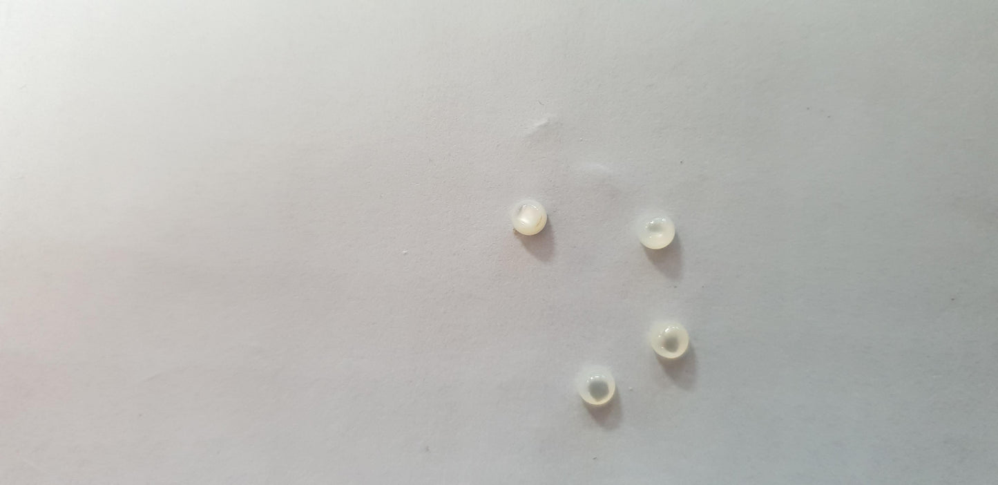 White Mother of Pearl  cabochons convex 3mm diameter x 2mm thickness. Suitable for jewellery as well as inlay and other decorative applications. A grade.