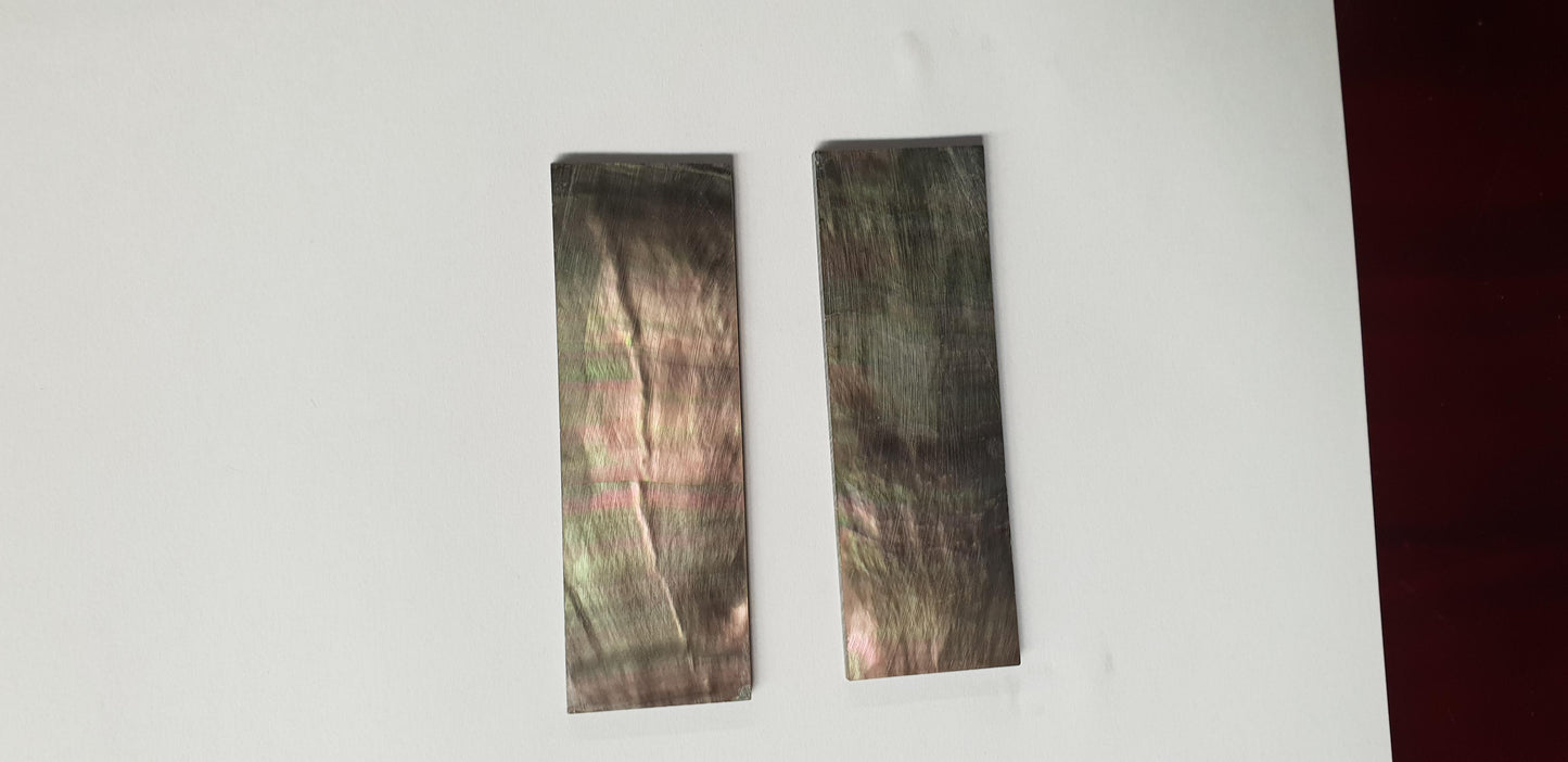 Black Mother of Pearl flat inlay blanks size 25.4mm (1") width x 76.2mm (3") length x 2.5mm (0.1") thickness select - black on at least 1 side