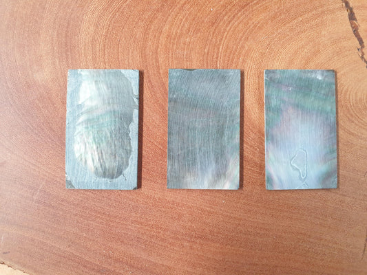 Black Mother of Pearl flat inlay blanks size 30mm (1.18") width x 50mm (1.97") length x 1.5mm (0.06") thickness A grade polished 1 side.