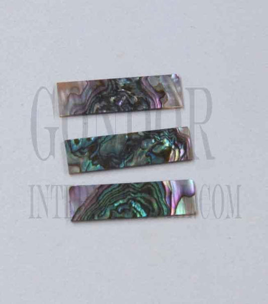 Green abalone (Mexican green abalone) flat inlay blanks size 13.4mm width x 40mm length x 1mm thickness.