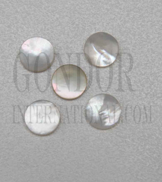 <p>White Mother of Pearl buttons 4 hole size 20L (12.66mm) x 2mm thickness white both sides, finished buttons.</p>